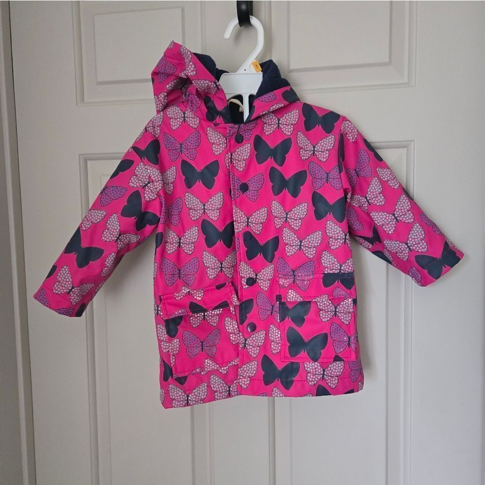 Hatley Pink Butterfly Print Kids Raincoat